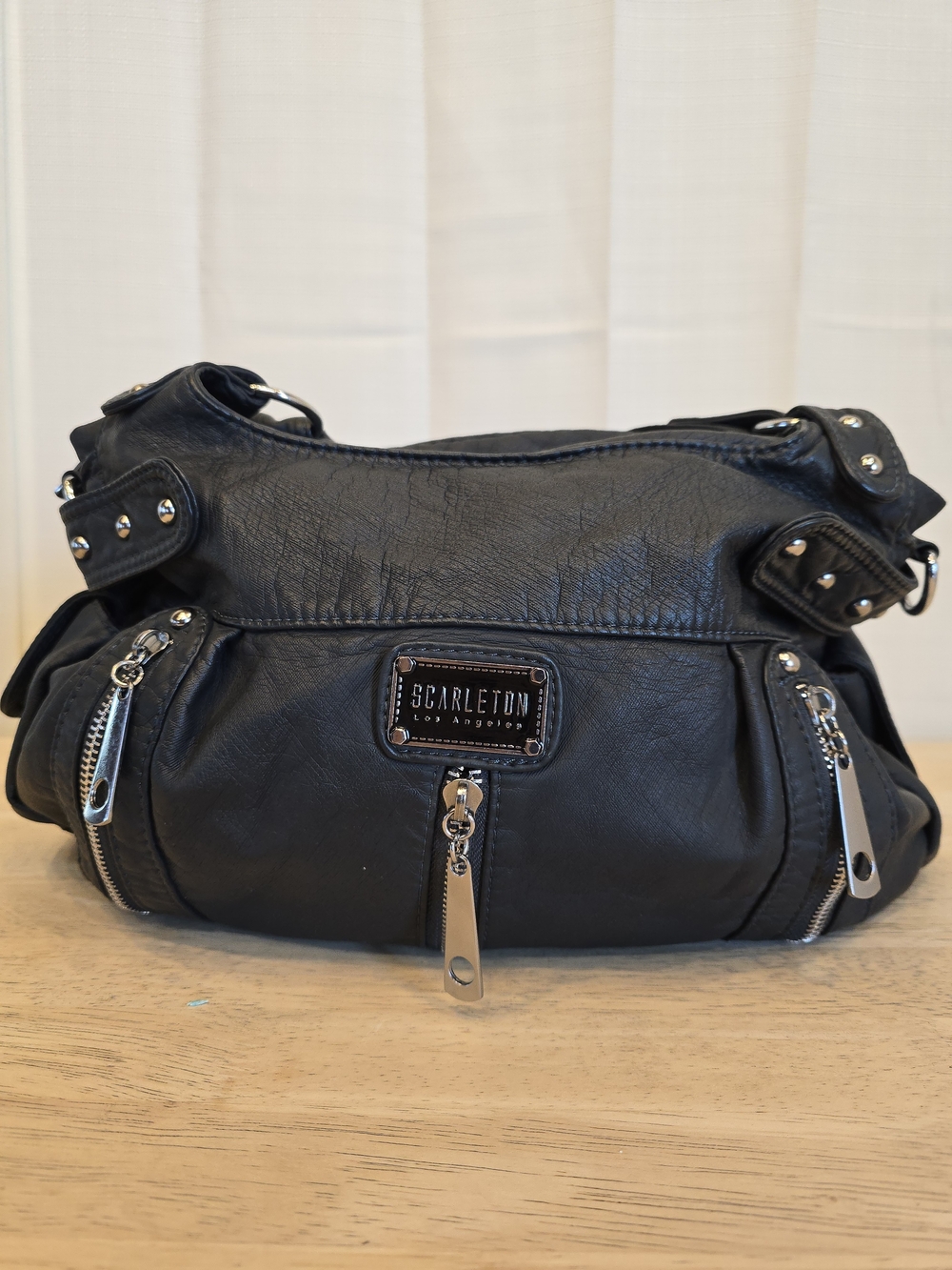 Black Scarleton Los Angeles Faux Leather Satchel Bag